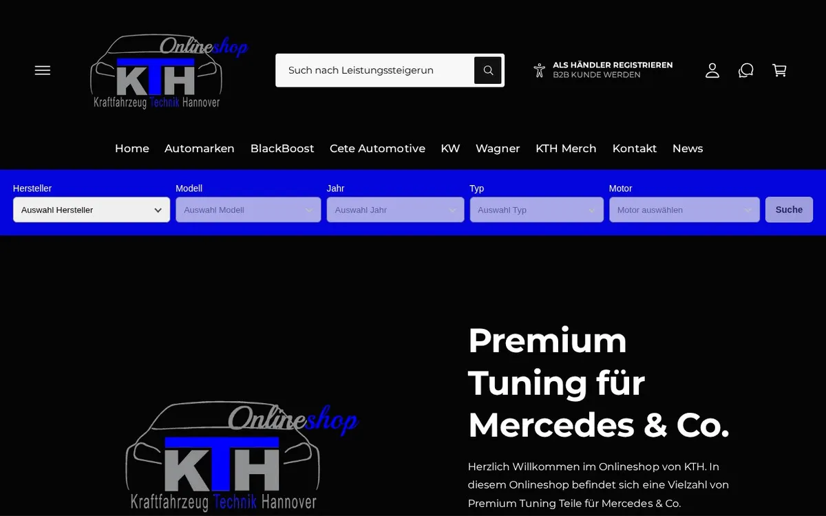 Website KTH Shop – Tuning-Teile & Zubehör